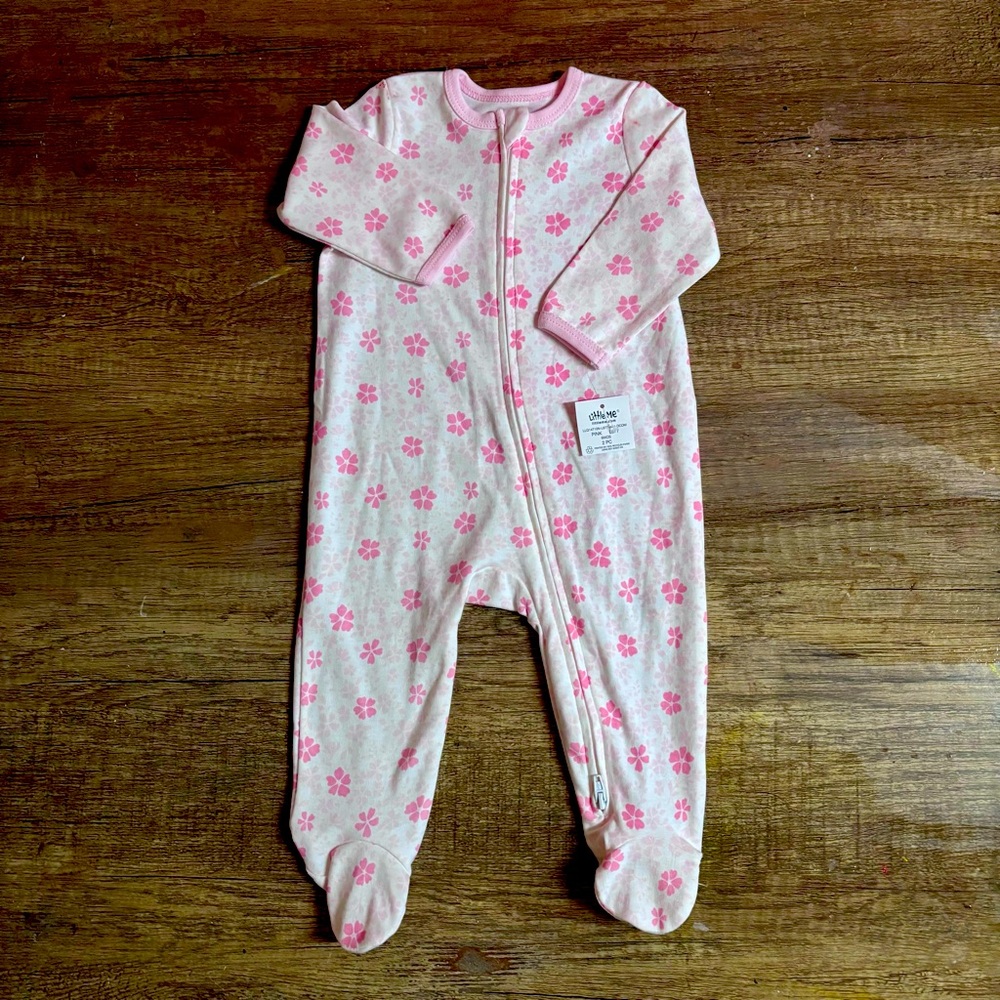 Little Me Pink Floral Footie